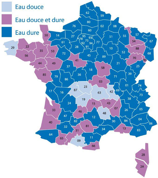 carte dureté de l'eau en France